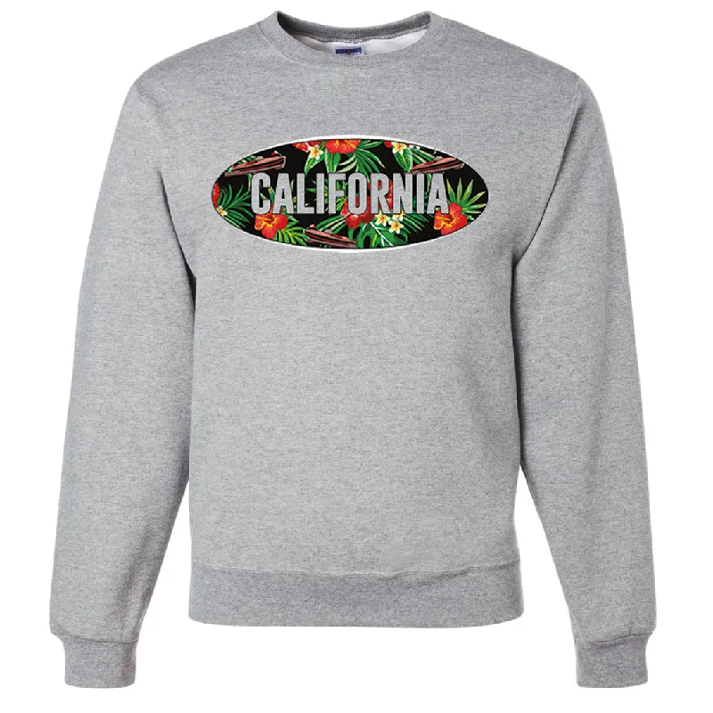 CrewneckcashmereCalifornia Tropical Flowers Logo Crewneck Sweatshirt