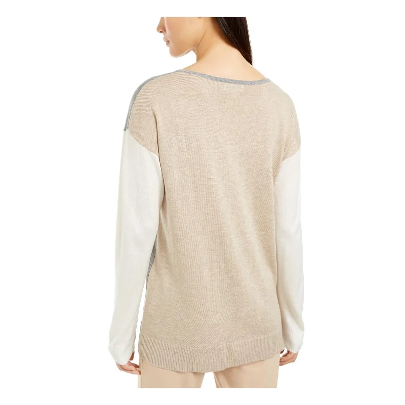 CrewneckfinishCalvin Klein Women's Colorblock Crewneck Sweater Grey Multi Size X-Large