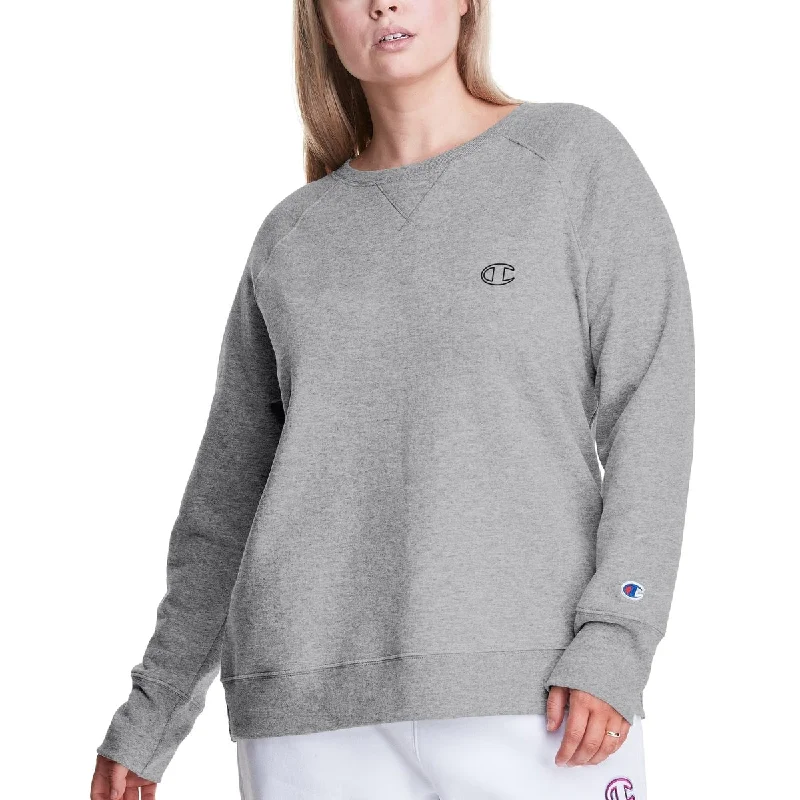 CrewnecklifestyleChampion Women's Powerblend Graphic Crewneck Sweatshirt Gray Size 1X