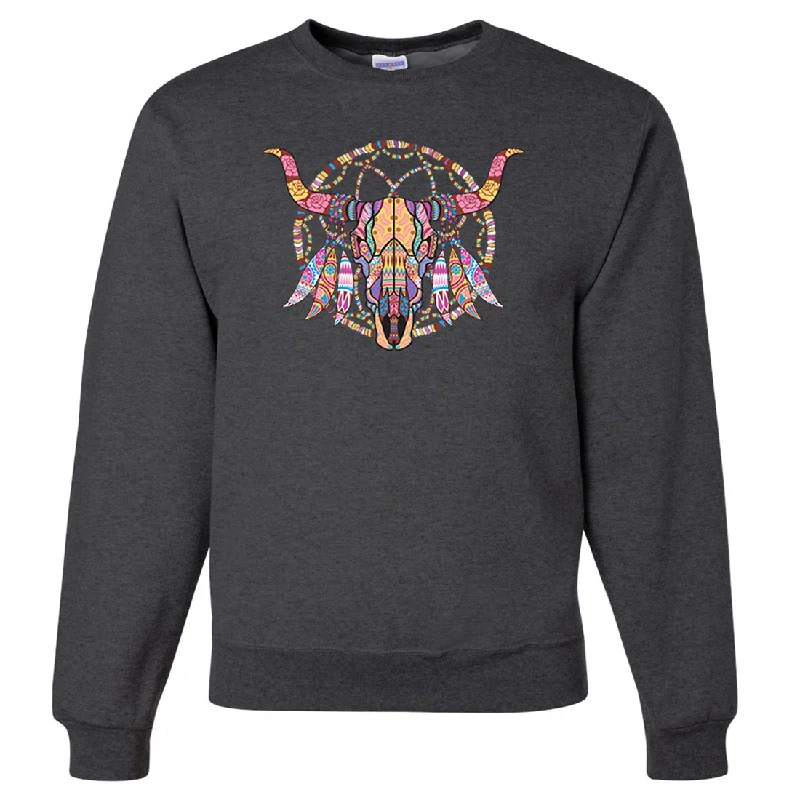 CrewneckartisanCow Skull Mosaic Crewneck Sweatshirt