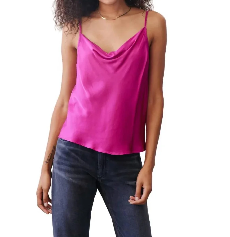 CamisoleTitanCowl Neck Cami Top In Rich Magenta