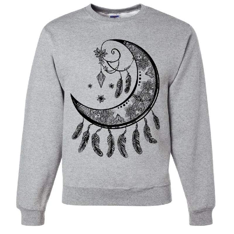 CrewneckwebCrescent Moon Dreamcatcher Black Crewneck Sweatshirt