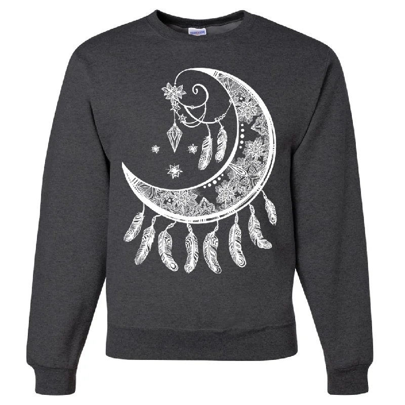 CrewneckmobileCrescent Moon Dreamcatcher White Crewneck Sweatshirt