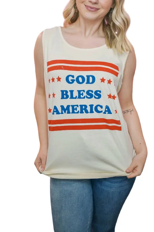 CamisoleGalaxyGod Bless America Tank Top In Cream