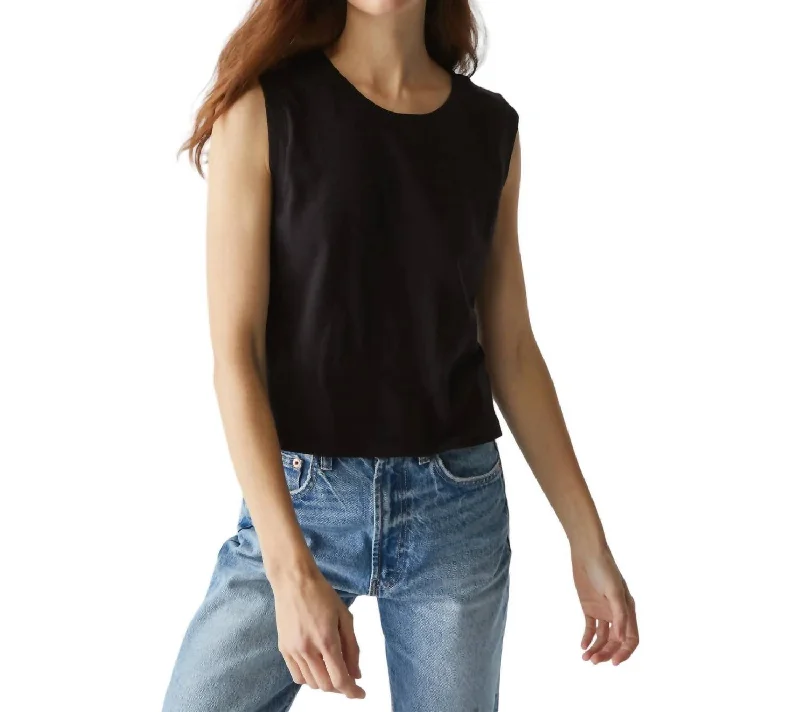 CamisoleQuartzJohnnie Vintage Jersey Crop Tank Top In Black