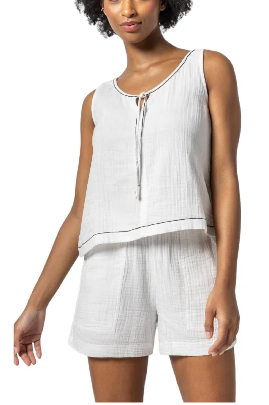 CamisoleSamuraiKali Tie Front Tank Top In White