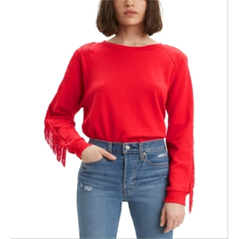 CrewnecktimelessLevi's Women's Fringed Crewneck Sweatshirt Red Size Medium