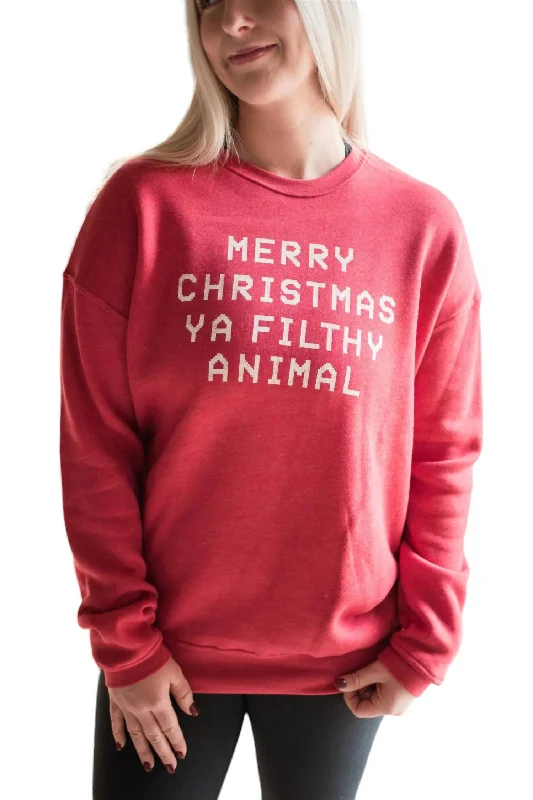 CrewneckvrMerry Christmas Crewneck Sweatshirt In Red