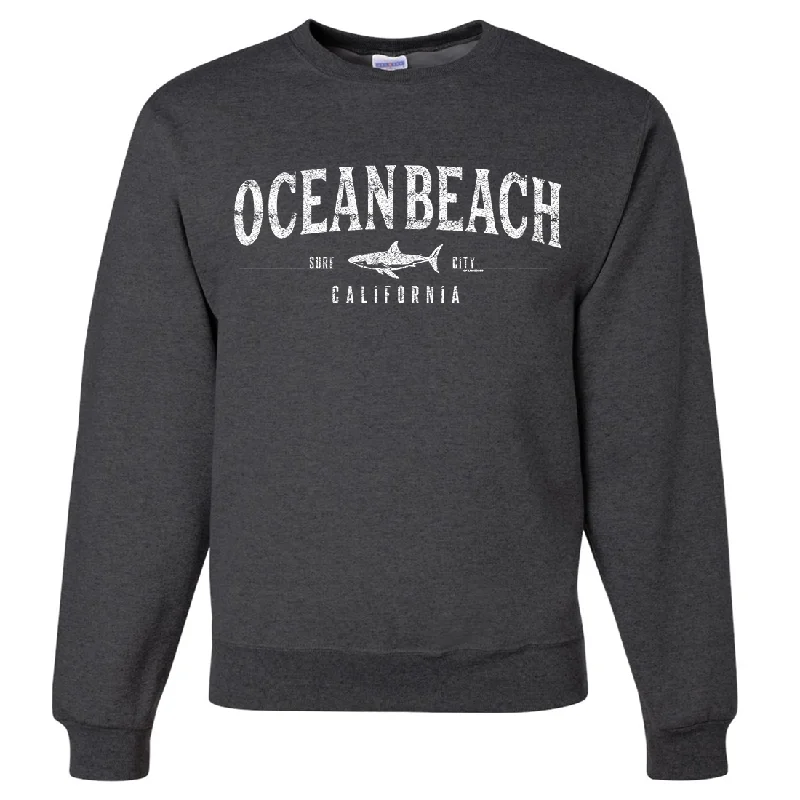 CrewneckplainOcean Beach California Crewneck Sweatshirt