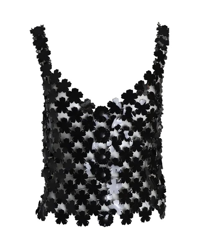 CamisoleDragonPaco Rabanne Flower Chain-Mail Tank Top in Black Polyurethane