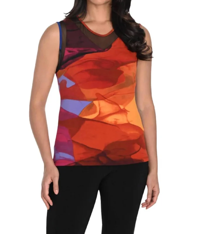 CamisoleOnyxPrint Sleeveless Tank Top In Royal/orange