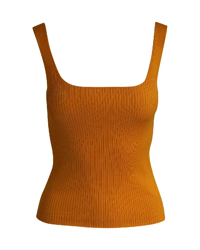 CamisoleGoldSandro Paris Ribbed Knit Tank Top in Orange Viscose