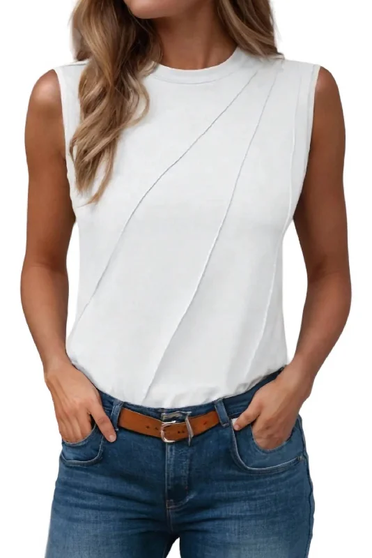 CamisoleOnyxSolid Pleated Tank Top In White