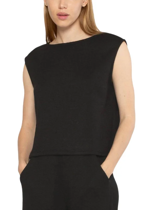 CamisolePeakSweater Knit Lounge Tank Top In Black