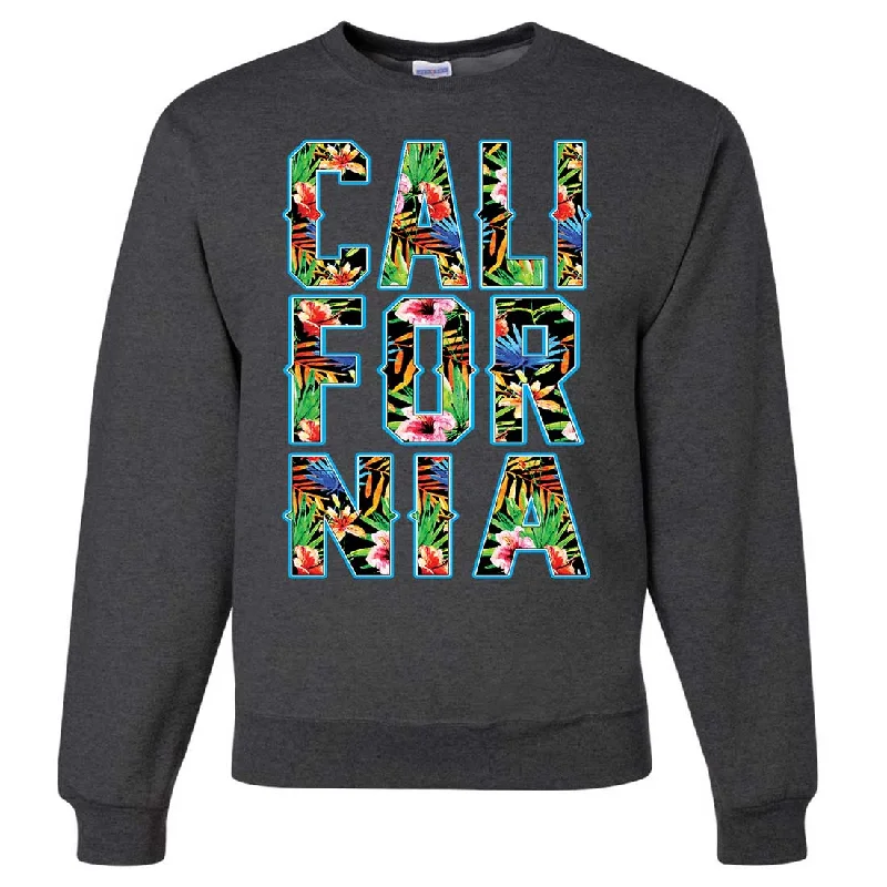 CrewneckexperienceTropical California Floral Print Crewneck Sweatshirt