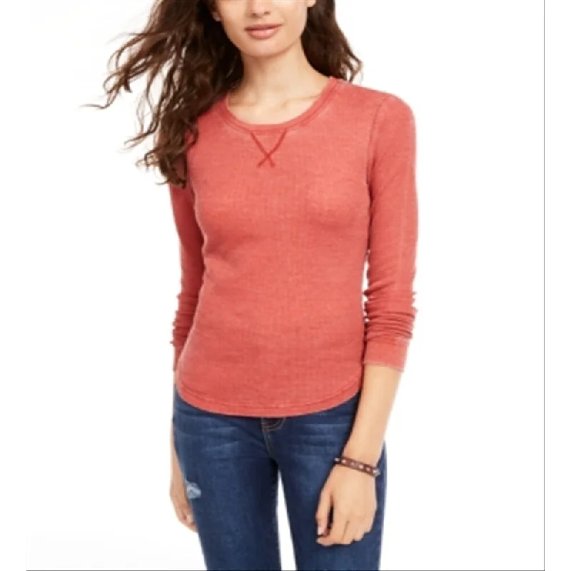 CrewneckanalyticsUltra Flirt Women's Waffle Crewneck Casual Top Red Size Small