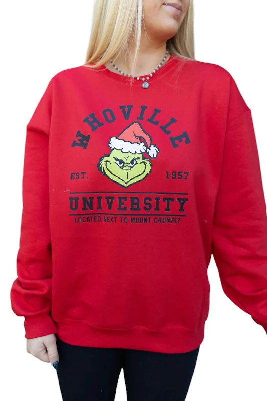 CrewneckmobileWhoville University Crewneck Sweatshirt In Red