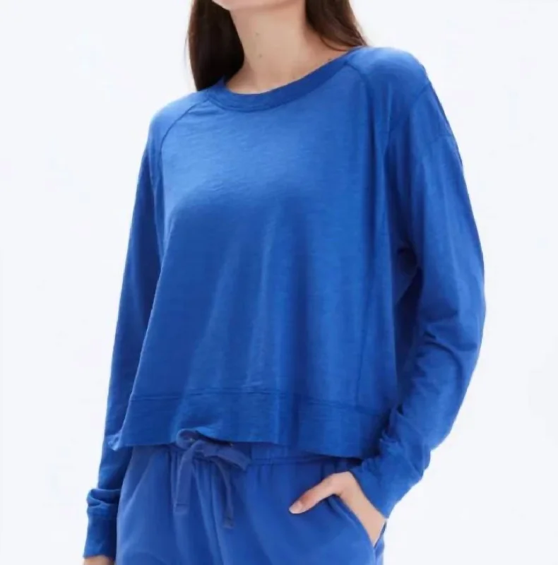 CrewneckfabricBetty Shoulder Seam Crewneck In Electric Blue