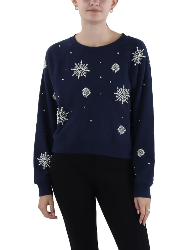 CrewneckfitSnowflake Womens Crewneck Long Sleeve Sweatshirt