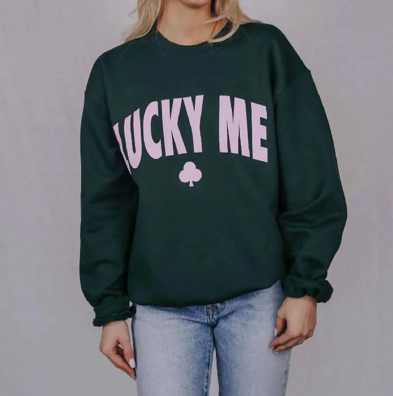 CrewneckvibeLucky Me, Lucky You Crewneck In Green