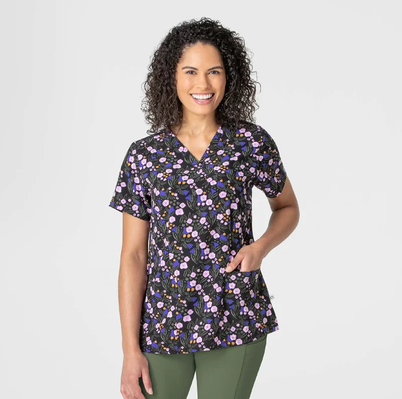 VNeckTopRonin6657 Women's Fitted V-Neck Print Top