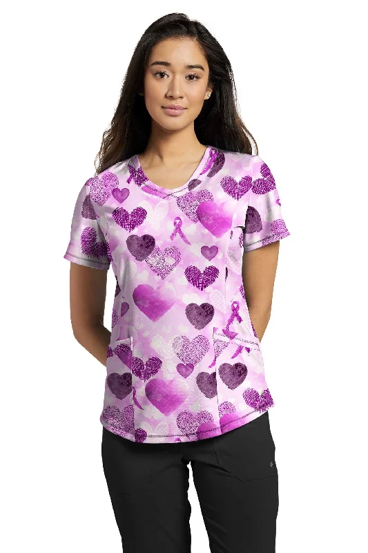 VNeckTopGladiator782-POL Rounded V-neck Printed Top Power Of Love