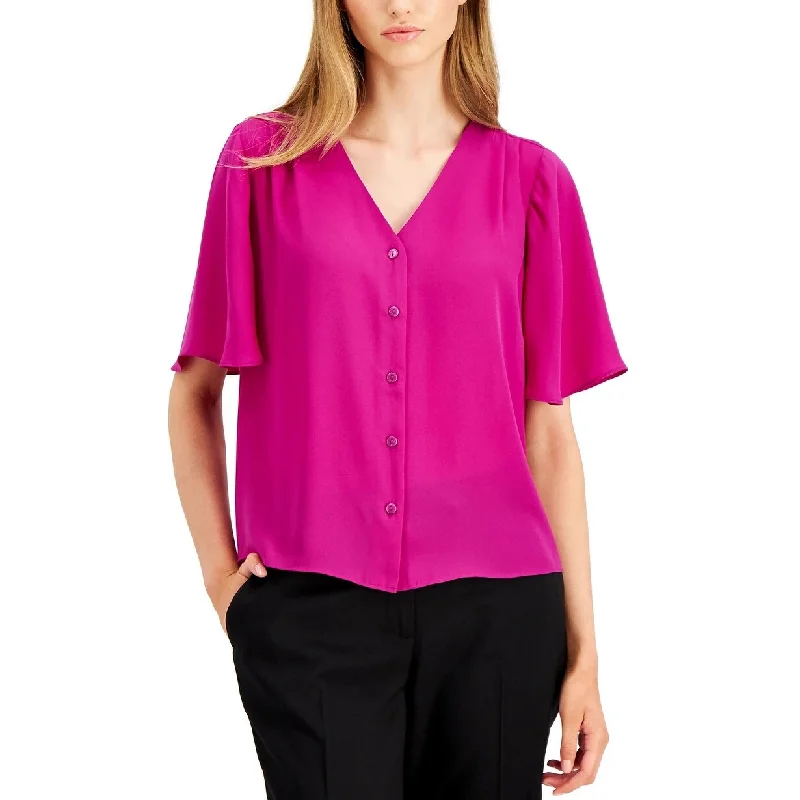 VNeckTopHiveAlfani Women's V-Neck Blouse Med Pink Size Large