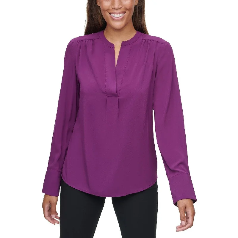 VNeckTopPrimeCalvin Klein Women's Solid V-Neck Blouse Dark Purple Size Medium