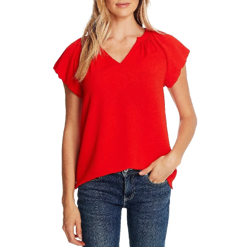 VNeckTopTideCeCe Women's Bubble Sleeve V-Neck Top Size Medium Red Size Small