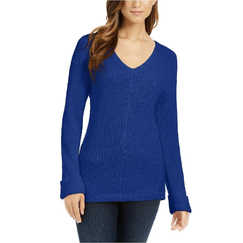 VNeckTopVortexCharter Club Women's Cotton Textured V-Neck Sweater Blue Size Extra Large