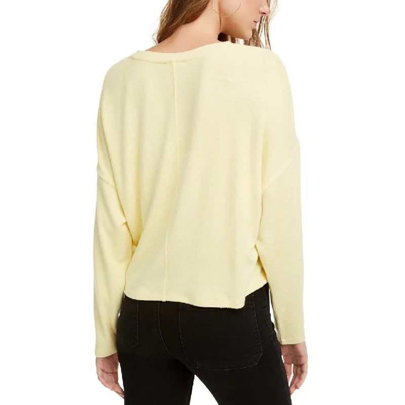 VNeckTopPlusFreshman Juniors' Cozy V-Neck Top Yellow Size Medium