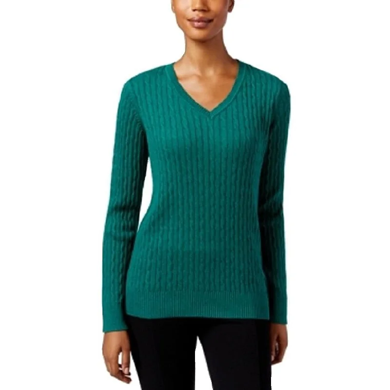 VNeckTopGoldKaren Scott Women's Cotton V-Neck Sweater Green Size Extra Large