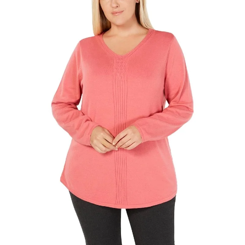 VNeckTopHiveKaren Scott Women's Heathered V-Neck Sweatshirt Pink Size 2 Extra Large - XX-Large