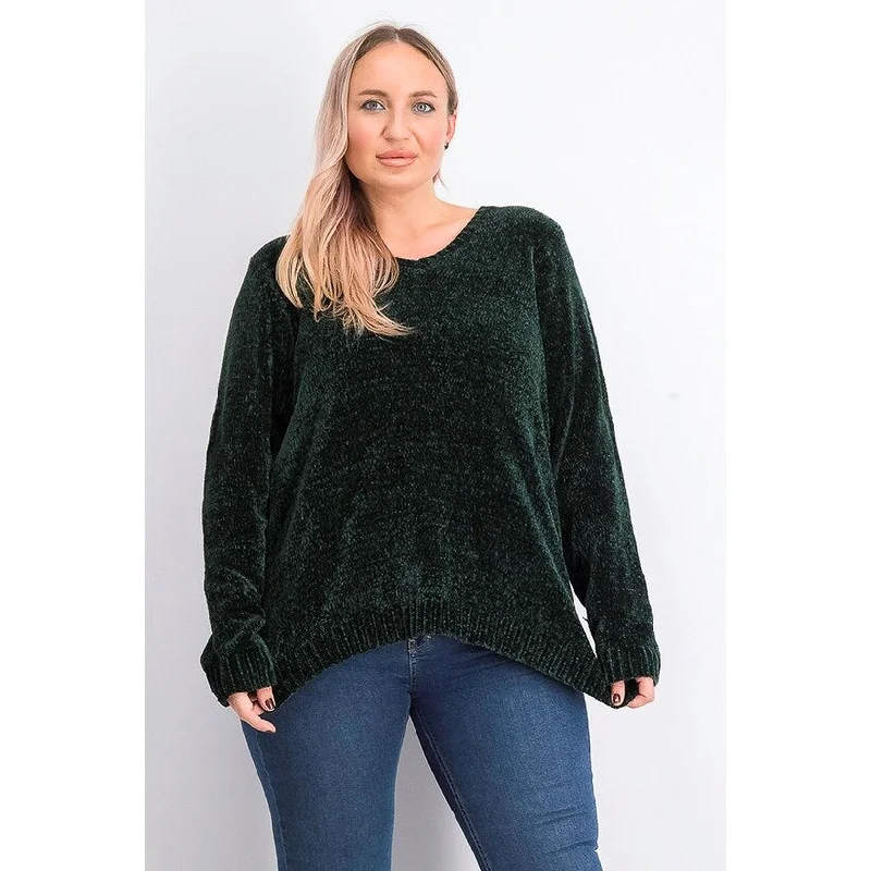 VNeckTopCrystalKaren Scott Women's V-Neck Chenille Sweater Dark Green Size Extra Small - X-Small