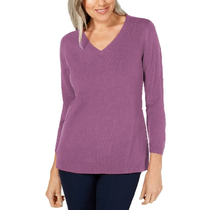 VNeckTopSapphireKaren Scott Women's V-Neck Luxsoft Sweater Purple Size Extra Large