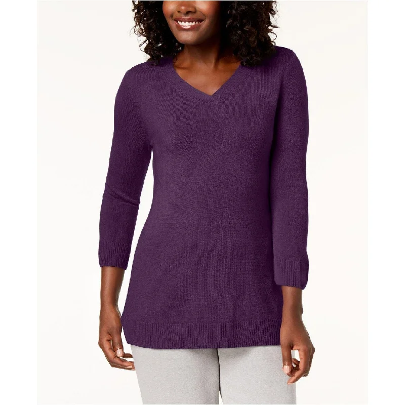 VNeckTopAmberKaren Scott Women's V-Neck Sweater Med Purple Size Extra Large