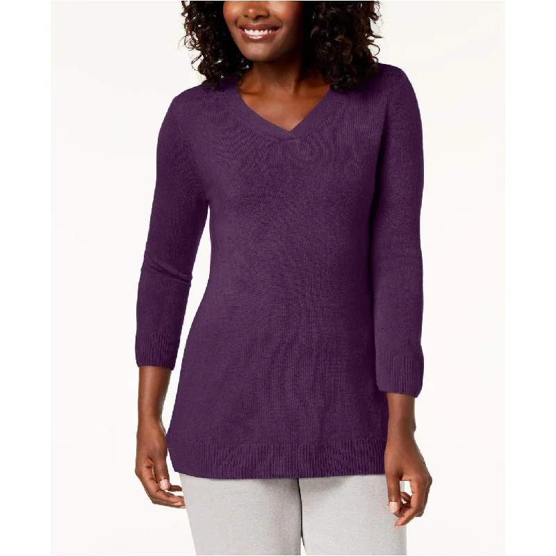 VNeckTopAquaKaren Scott Women's V-Neck Sweater Med Purple Size Extra Large