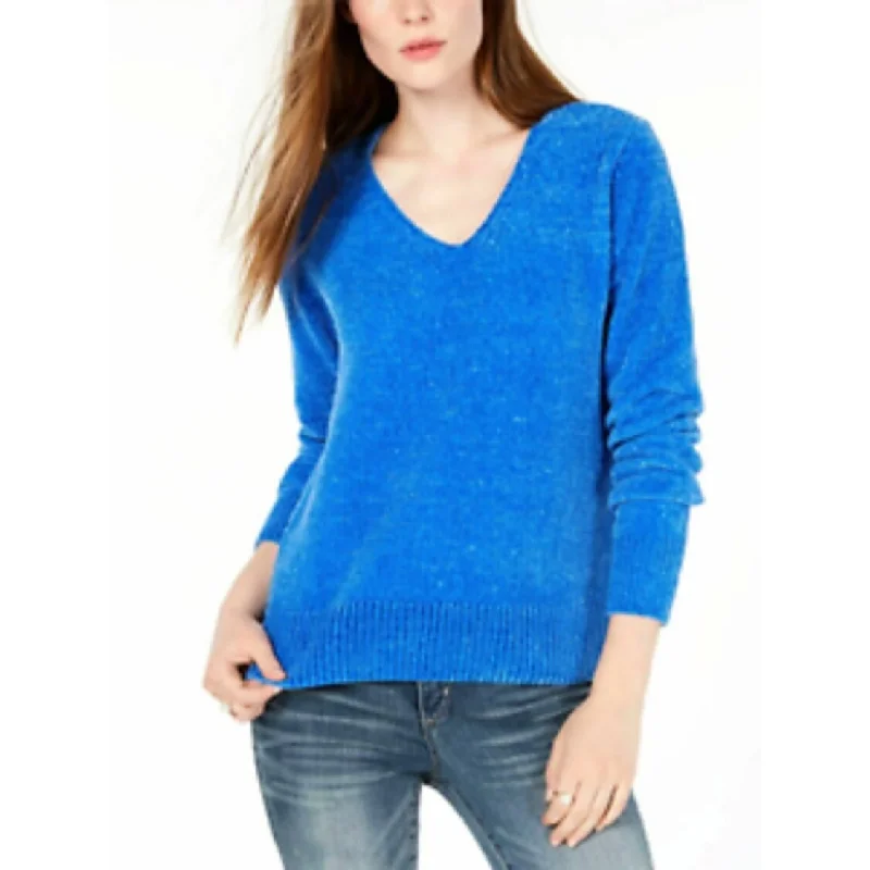 VNeckTopPhoenixMaison Jules Women's Chenille V-Neck Sweater Blue Size Extra Small - X-Small