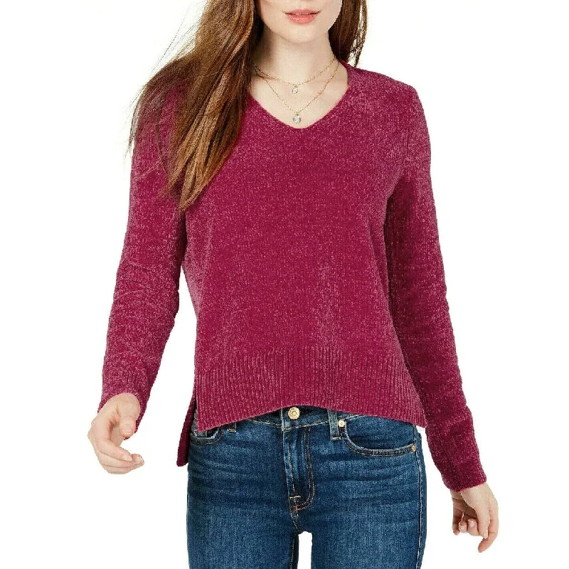 VNeckTopRidgeMaison Jules Women's Chenille V-Neck Sweater Red Size Extra Small