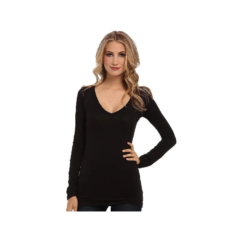 VNeckTopMaison Jules Women's Dropped Shoulder V-Neck Jersey Top Black Size Medium