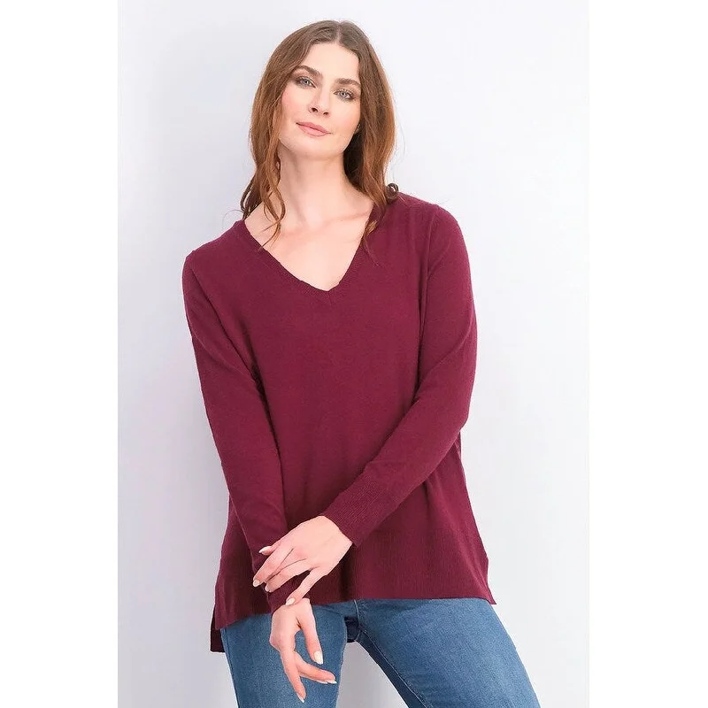 VNeckTopBronzeMaison Jules Women's V-Neck Sweater Wine Size Large