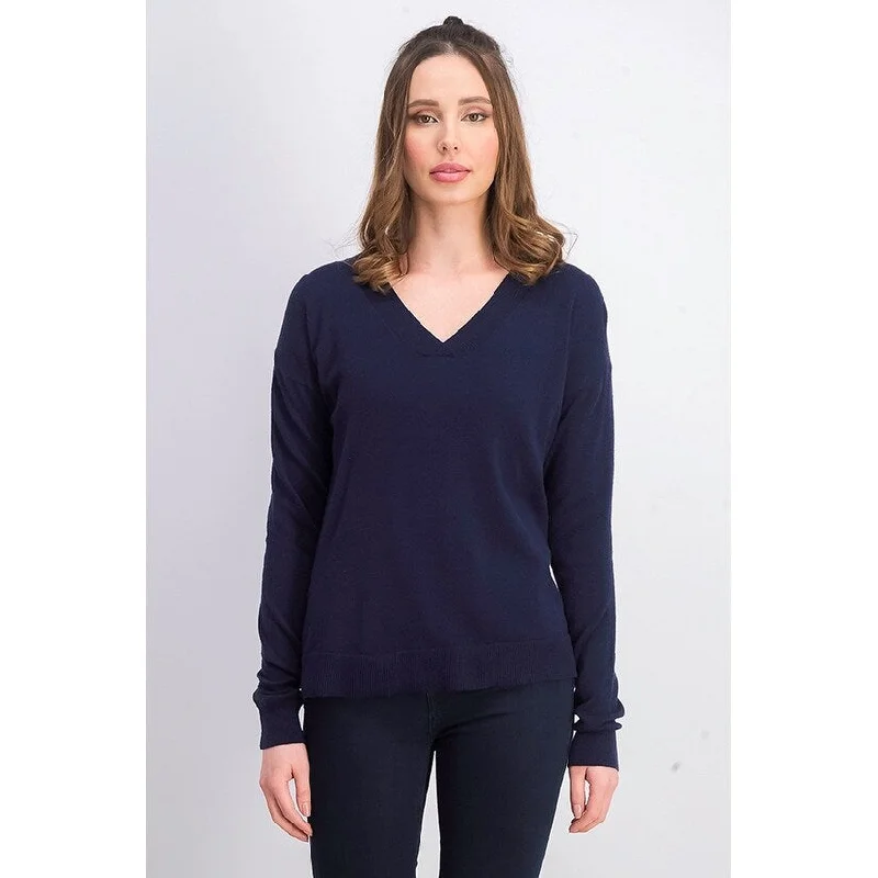 VNeckTopPegasusPlanet Gold Women's Juniors' V-Neck Sweater Navy Size Extra Large