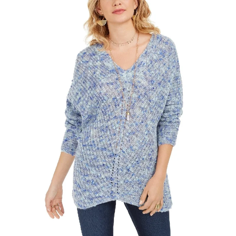 VNeckTopEclipseStyle & Co Women's V-Neck Dolman-Sleeve Sweater Blue Size Small