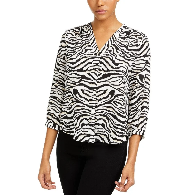 VNeckTopXVince Camuto Women's Tiger-Print V-Neck Top Black Size Extra Small - XS