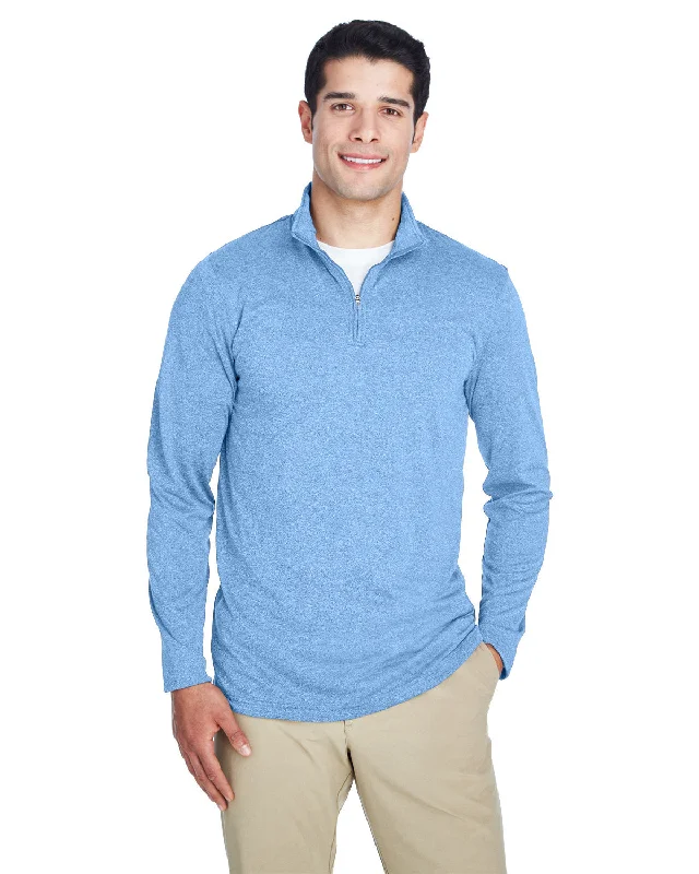 Tunic ShirtsUltraClub 8618 Men's Cool & Dry Heathered Performance Quarter-Zip