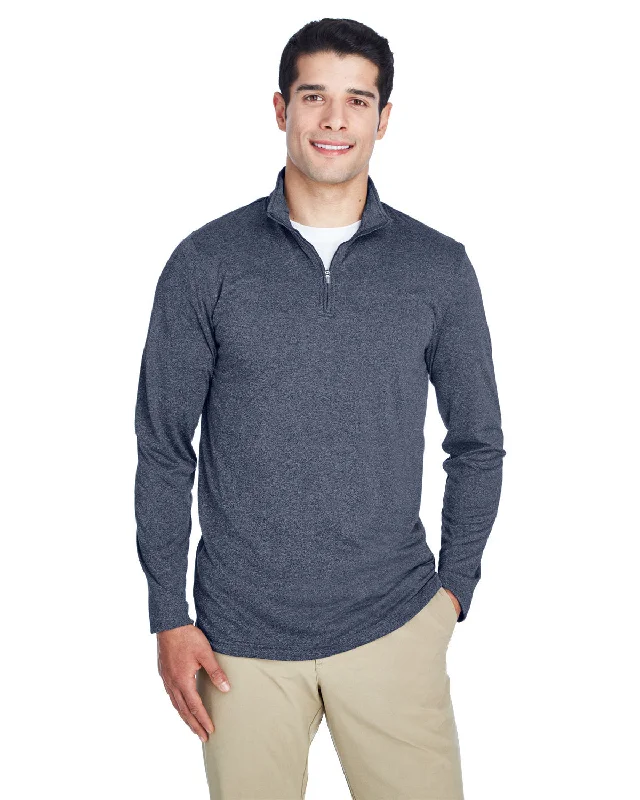 Striped ShirtsUltraClub 8618 Men's Cool & Dry Heathered Performance Quarter-Zip