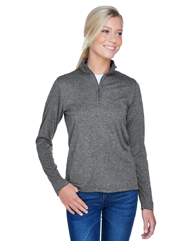 Formal ShirtsUltraClub 8618W Ladies' Cool & Dry Heathered Performance Quarter-Zip