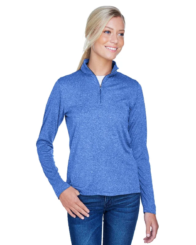 Casual ShirtsUltraClub 8618W Ladies' Cool & Dry Heathered Performance Quarter-Zip