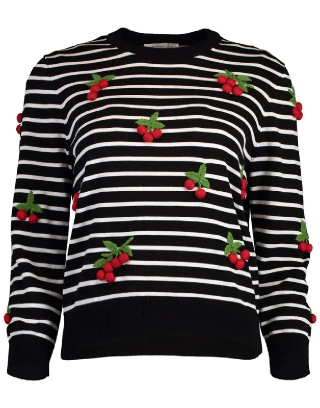 PullovercomfyCherry Embellished Pullover Sweater