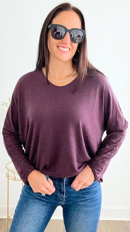 PulloverchicItalian Knit Pullover - Plum